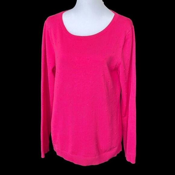 Talbots Women's Sweater, Size M, Pink Rose Bud Barbiecore, Barbie Fan #1289 - Picture 2 of 11